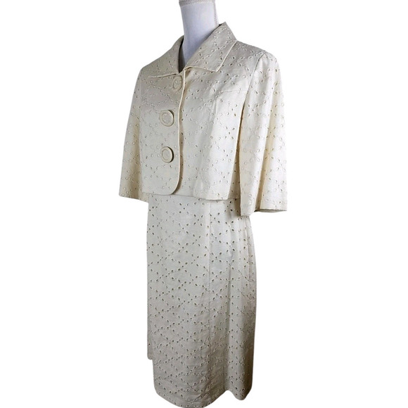 Talbots ~Woman Size 10~ Creme 2 Pc. Set 100% Linen Dress/Blazer Fully Lined. - Picture 5 of 16